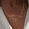 Wholesale Women's Copper Electroplated Love Lock Necklace With Heartshaped And Geometric Zircon Pendant And Figaro Chain