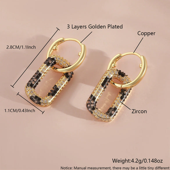Wholesale Women's Copper Electroplated Minimalist Leopard Snake Geometric Pattern Earrings