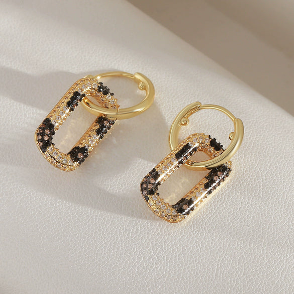 Wholesale Women's Copper Electroplated Minimalist Leopard Snake Geometric Pattern Earrings