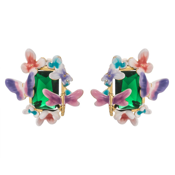 Wholesale Women's Copper Enamel Flower Dripping Oil Earrings Light Luxury Style