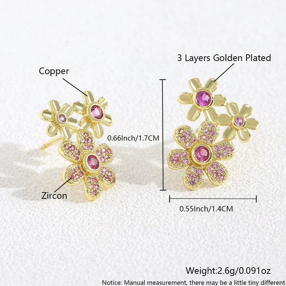 Wholesale Women's Copper Flower Animal Zodiac Electroplated Earrings