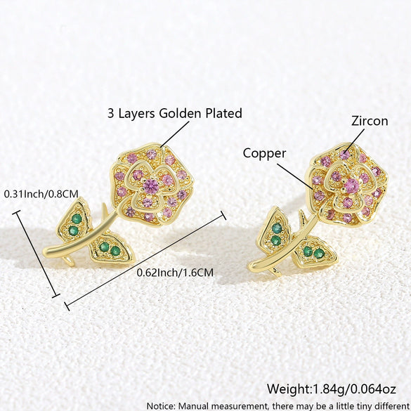Wholesale Women's Copper Flower Animal Zodiac Electroplated Earrings