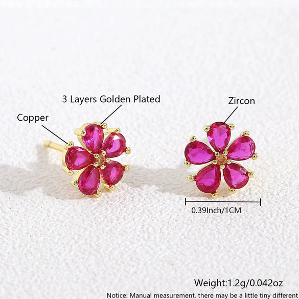 Wholesale Women's Copper Flower Animal Zodiac Electroplated Earrings