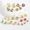 Wholesale Women's Copper Flower Animal Zodiac Electroplated Earrings