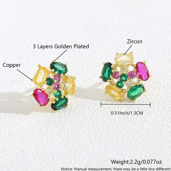Wholesale Women's Copper Flower Animal Zodiac Electroplated Earrings