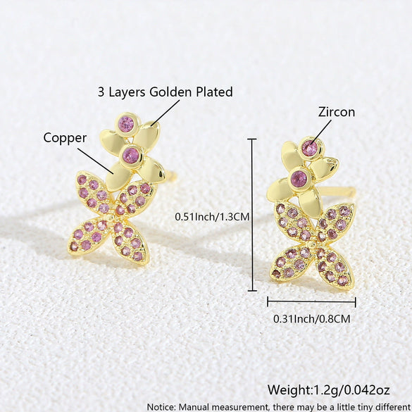 Wholesale Women's Copper Flower Animal Zodiac Electroplated Earrings