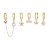Wholesale Women's Copper Flower Geometric Heart Shape Inlaid Zircon Earrings Set