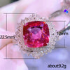 Wholesale Women's Copper Flower Inlaid Zircon Simulation Ruby Ring