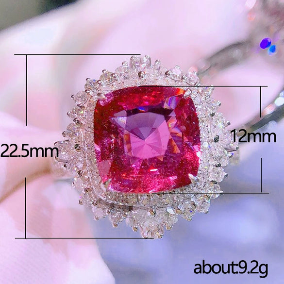Wholesale Women's Copper Flower Inlaid Zircon Simulation Ruby Ring