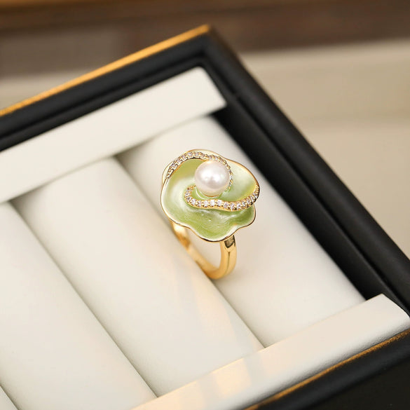 Wholesale Women's Copper Flower Pattern Electroplating Simple Style Ring