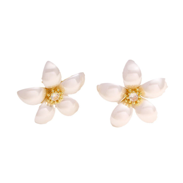 Wholesale Women's Copper Flower Pearl Inlaid Earrings With Constellation Doll Crown Heart Fruit And More Patterns In Small And Fresh Style