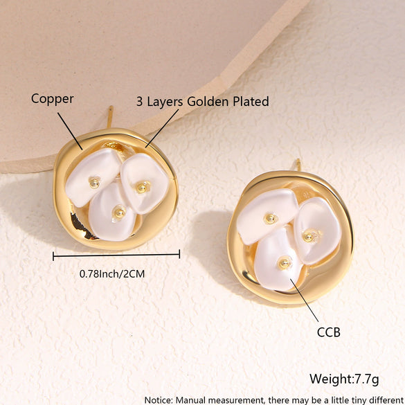 Wholesale Women's Copper Flower Pearl Inlaid Earrings With Constellation Doll Crown Heart Fruit And More Patterns In Small And Fresh Style