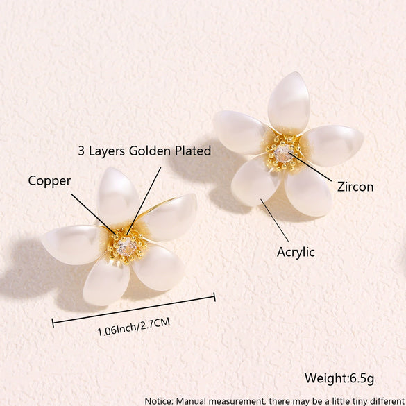 Wholesale Women's Copper Flower Pearl Inlaid Earrings With Constellation Doll Crown Heart Fruit And More Patterns In Small And Fresh Style