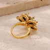 Wholesale Women's Copper Flower Ring Inlaid With Zircon And Full Diamond Electroplated