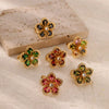 Wholesale Women's Copper Flower Ring Inlaid With Zircon And Full Diamond Electroplated