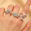 Wholesale Women's Copper Flower Ring With Electroplating Treatment