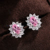 Wholesale Women's Copper Flowershaped Geometric Micropaved Zircon Earrings