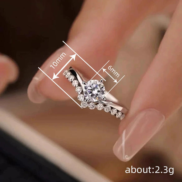 Wholesale Women's Copper Fourclaw Inlaid Zircon Princess Geometric Ring