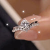 Wholesale Women's Copper Fourclaw Inlaid Zircon Princess Geometric Ring