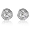 Wholesale Women's Copper Geometric And Flower Style Zirconia Jewelry Earrings