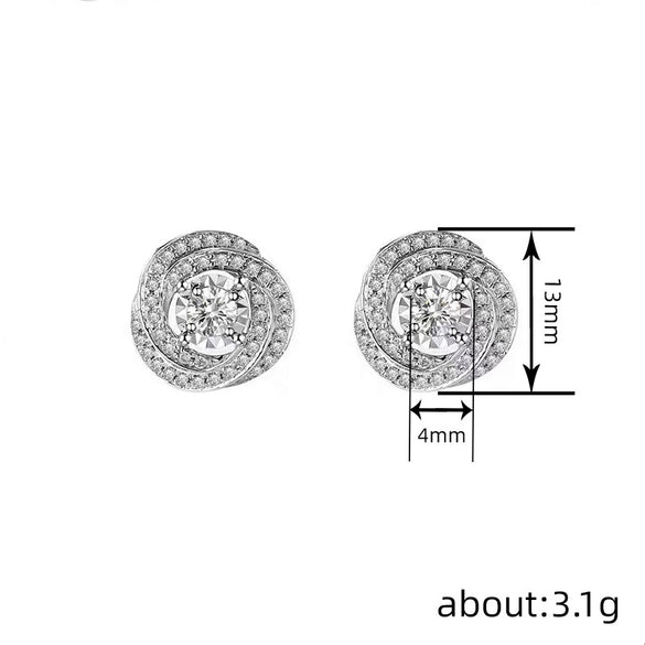 Wholesale Women's Copper Geometric And Flower Style Zirconia Jewelry Earrings