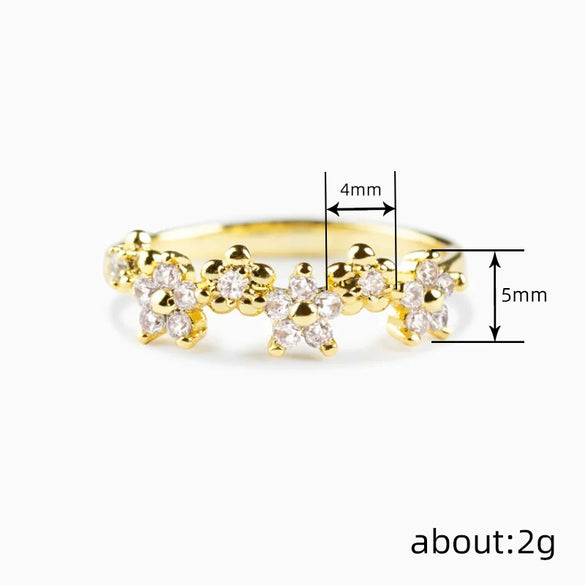 Wholesale Women's Copper Geometric And Flower Sweet Pastoral Ring
