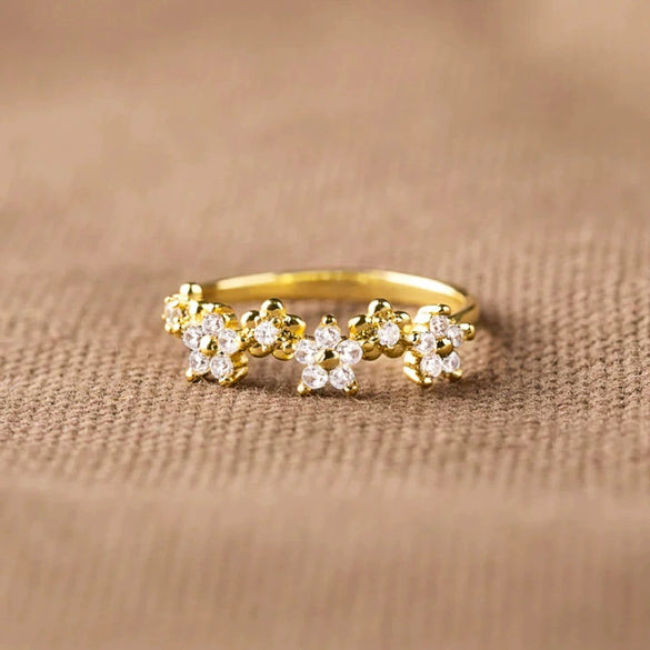 Wholesale Women's Copper Geometric And Flower Sweet Pastoral Ring