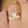 Wholesale Women's Copper Geometric And Wheat Ears Leaves Design Highend Ring With Zirconia