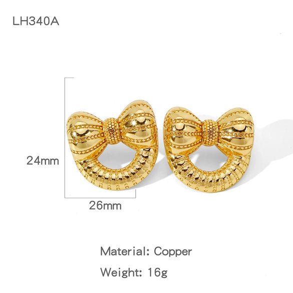 Wholesale Women's Copper Geometric Butterfly Earrings With Electroplating And Small Fragrant Style