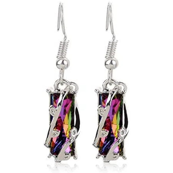 Wholesale Women's Copper Geometric Colorful Zircon Earrings