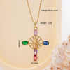 Wholesale Women's Copper Geometric Cross Mixed Gemstone Inlay O Chain Necklace With Electroplating
