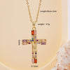 Wholesale Women's Copper Geometric Cross Mixed Gemstone Inlay O Chain Necklace With Electroplating