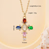 Wholesale Women's Copper Geometric Cross Mixed Gemstone Inlay O Chain Necklace With Electroplating