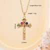Wholesale Women's Copper Geometric Cross Mixed Gemstone Inlay O Chain Necklace With Electroplating