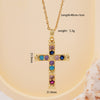 Wholesale Women's Copper Geometric Cross Mixed Gemstone Inlay O Chain Necklace With Electroplating