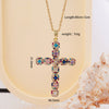 Wholesale Women's Copper Geometric Cross Mixed Gemstone Inlay O Chain Necklace With Electroplating