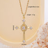 Wholesale Women's Copper Geometric Cross Mixed Gemstone Inlay O Chain Necklace With Electroplating