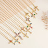 Wholesale Women's Copper Geometric Cross Mixed Gemstone Inlay O Chain Necklace With Electroplating