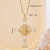 Wholesale Women's Copper Geometric Cross Mixed Gemstone Inlay O Chain Necklace With Electroplating