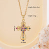 Wholesale Women's Copper Geometric Cross Mixed Gemstone Inlay O Chain Necklace With Electroplating