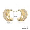 Wholesale Women's Copper Geometric Cshaped Micropaved Zircon Earrings