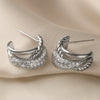 Wholesale Women's Copper Geometric Cshaped Micropaved Zircon Earrings