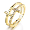 Wholesale Women's Copper Geometric Cut Out Doublelayer Ring With Zirconia Microset