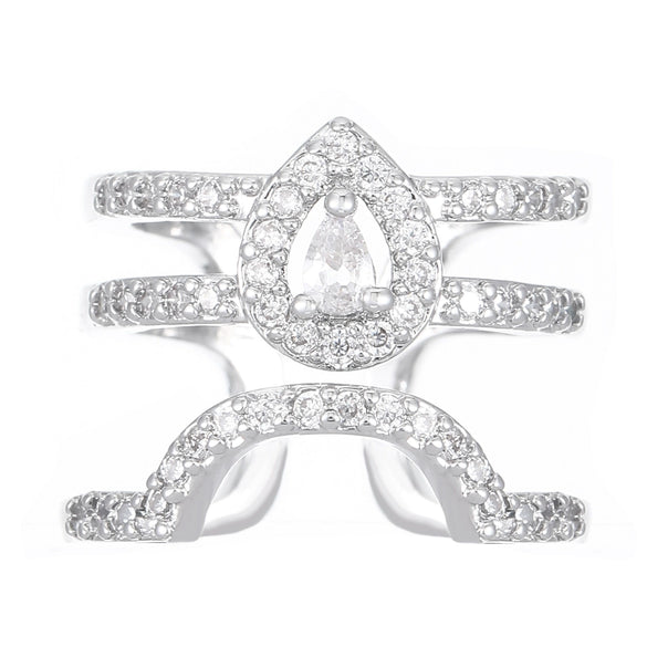 Wholesale Women's Copper Geometric Diamond Set Nail Ring