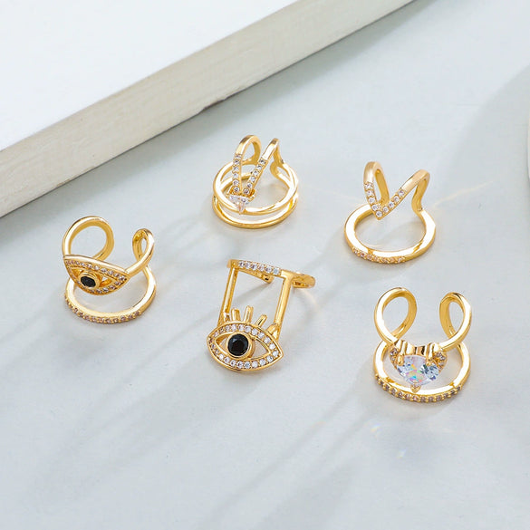 Wholesale Women's Copper Geometric Diamond Set Nail Ring