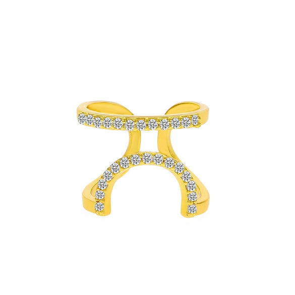 Wholesale Women's Copper Geometric Diamond Set Nail Ring