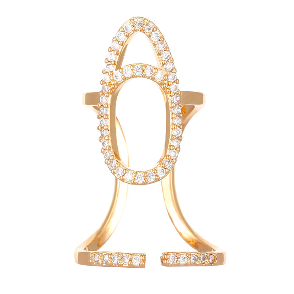 Wholesale Women's Copper Geometric Diamond Set Nail Ring
