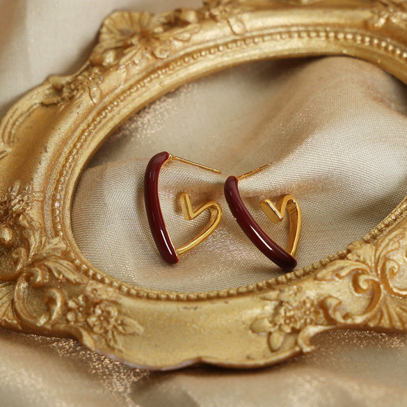 Wholesale Women's Copper Geometric Dripping Oil Earrings Light Luxury Simple Fashion Jewelry