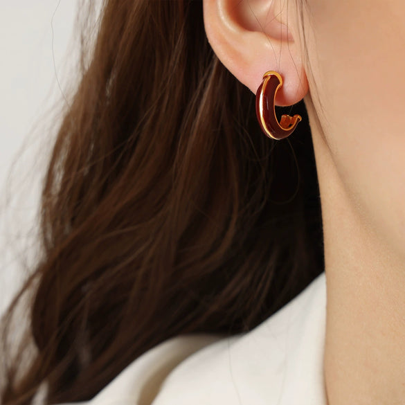 Wholesale Women's Copper Geometric Dripping Oil Earrings Light Luxury Simple Fashion Jewelry
