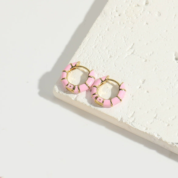 Wholesale Women's Copper Geometric Dripping Oil Enamel Earrings